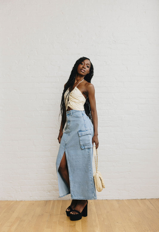 Indira Denim Maxi Skirt